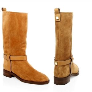 STUART WEITZMAN Case Mid-Calf Leather Suede Pull-on Boots Tan Size 6